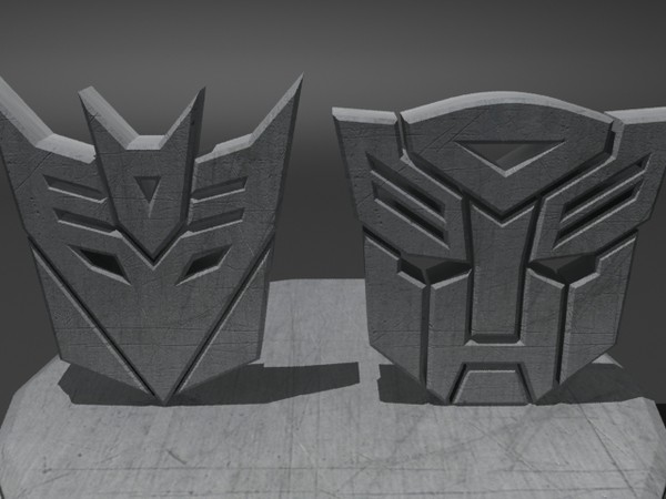 3d model logos scratched metal - AutobotsDecepticons Logo Metal... by christiano247